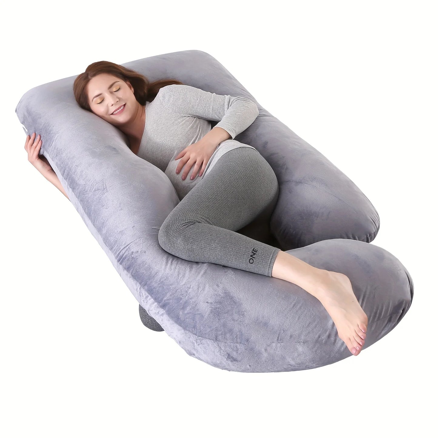 Detachable Maternity Pillow - G-Shaped Crystal Velvet Lumbar Support Cushion for Pregnant Side-Lying