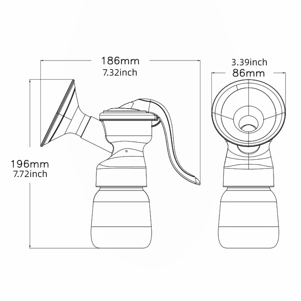 BPA-Free Manual Breast Pump Set with Piston Pump System - Includes 6.09oz Bottle and Nipple, Durable Plastic